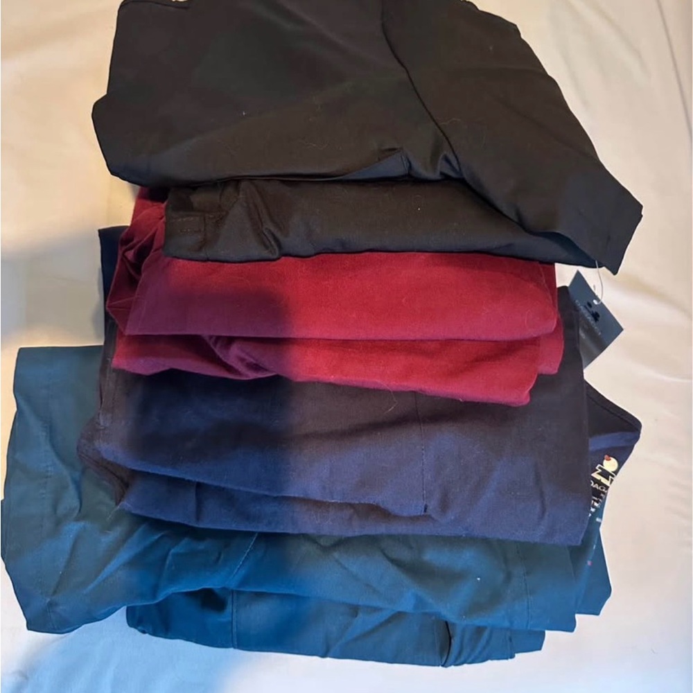 Stacked Solid Color Pants - Black, Burgundy, Navy, Teal